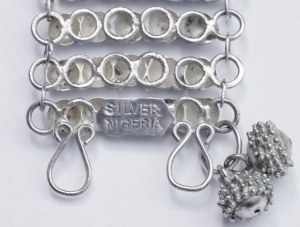 Hand Made Silver Nigeria Ball Design Link Bracelet